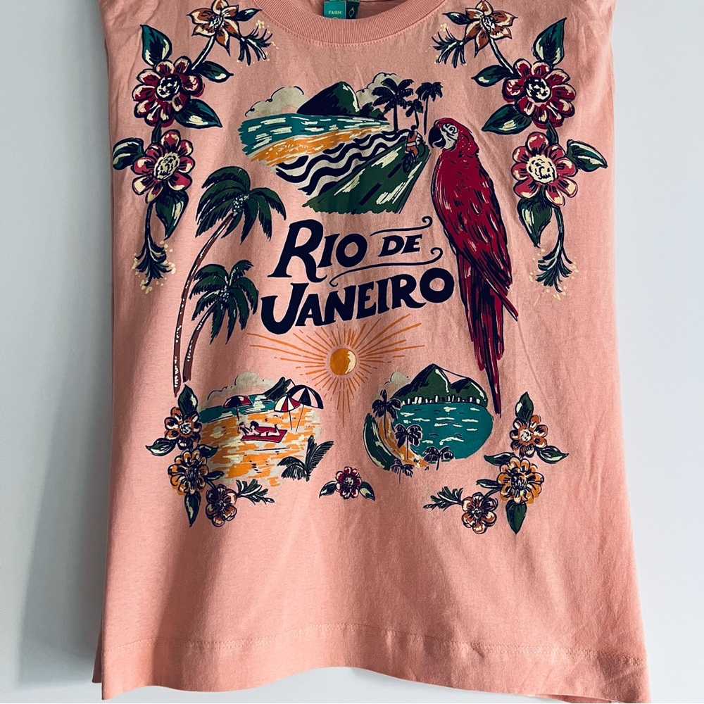 FARM Rio Brazil Rio Muscle T-Shirt Pink Size (P = Small) - Picture 5 of 13